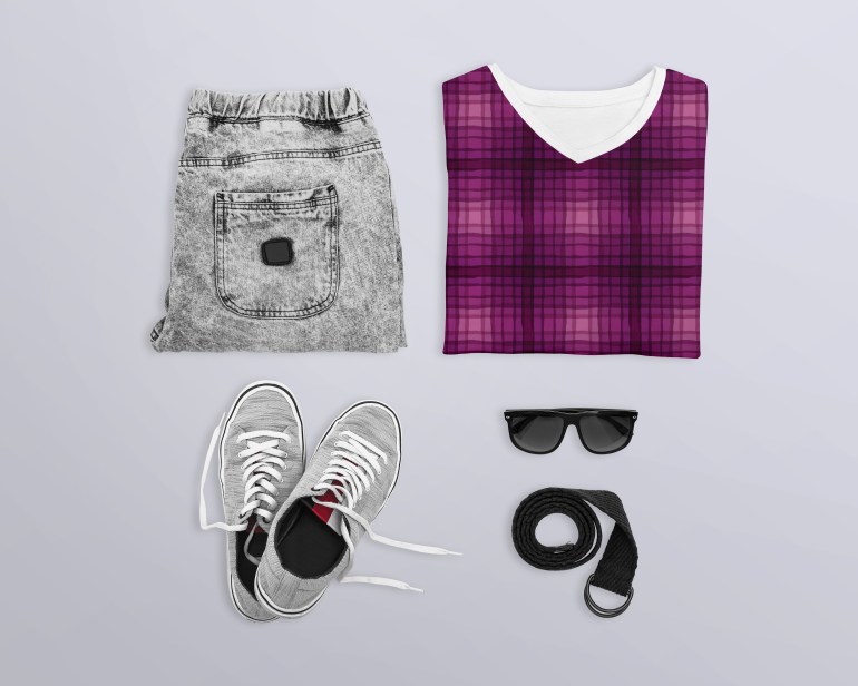 fuchsia check t-shirt